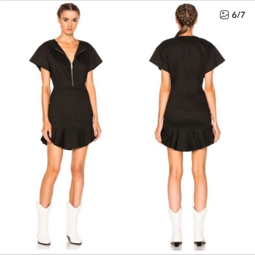 New Isabel Marant zip black ruffle dress sz 36